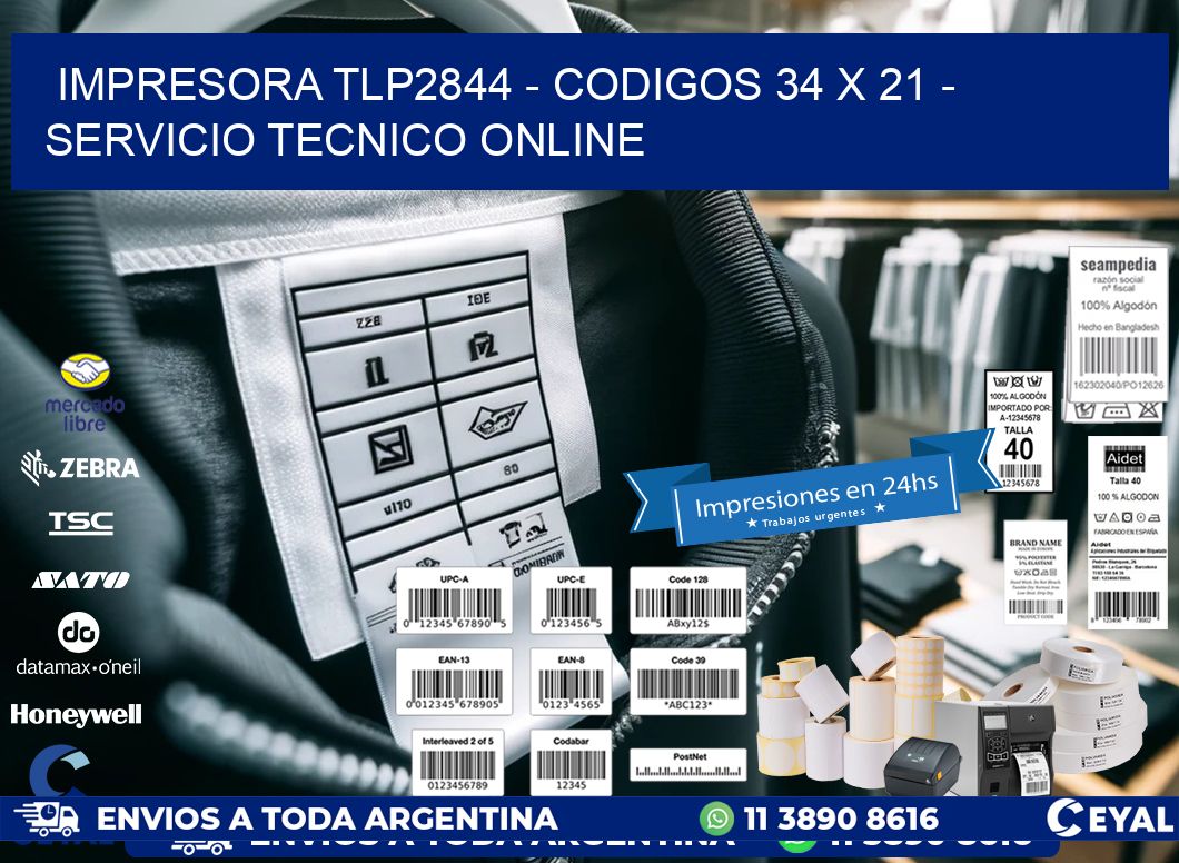 IMPRESORA TLP2844 - CODIGOS 34 x 21 - SERVICIO TECNICO ONLINE
