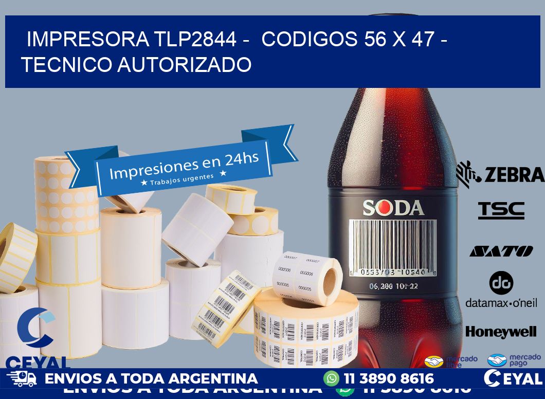 IMPRESORA TLP2844 –  CODIGOS 56 x 47 – TECNICO AUTORIZADO