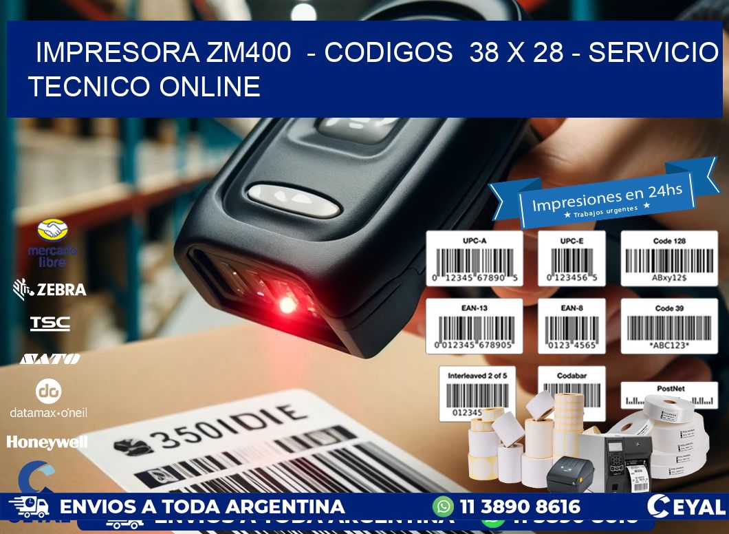 IMPRESORA ZM400 - CODIGOS 38 x 28 - SERVICIO TECNICO ONLINE