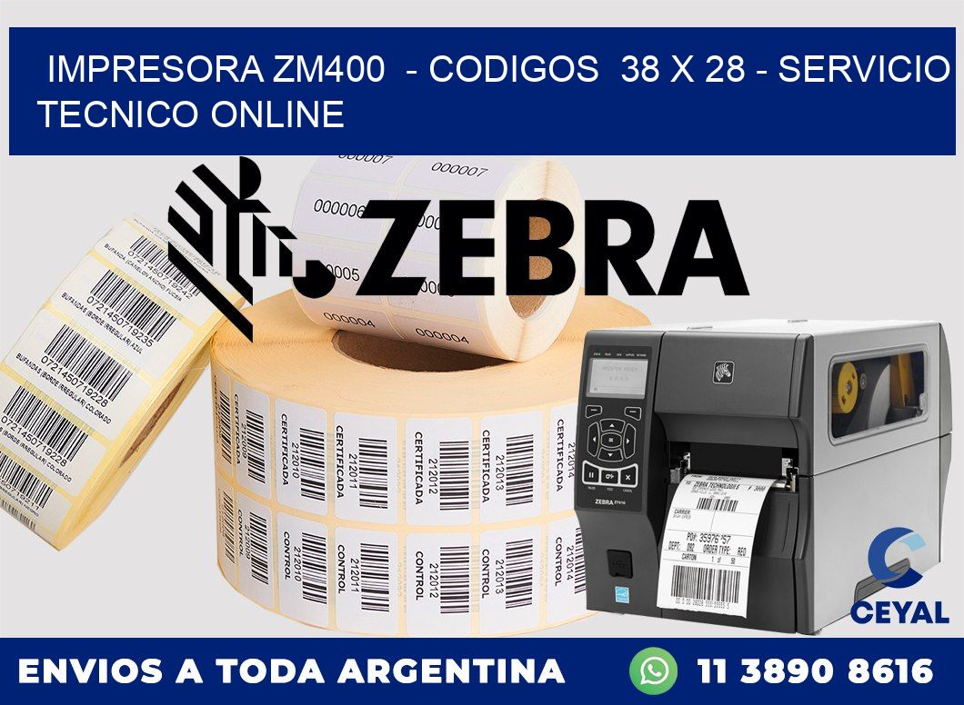 IMPRESORA ZM400 - CODIGOS 38 x 28 - SERVICIO TECNICO ONLINE