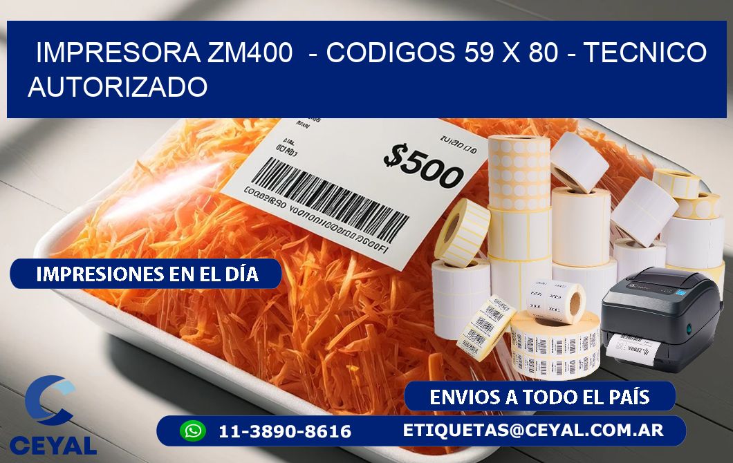 IMPRESORA ZM400  - CODIGOS 59 x 80 - TECNICO AUTORIZADO