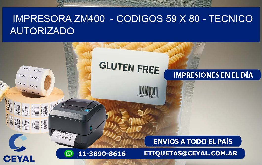IMPRESORA ZM400  - CODIGOS 59 x 80 - TECNICO AUTORIZADO