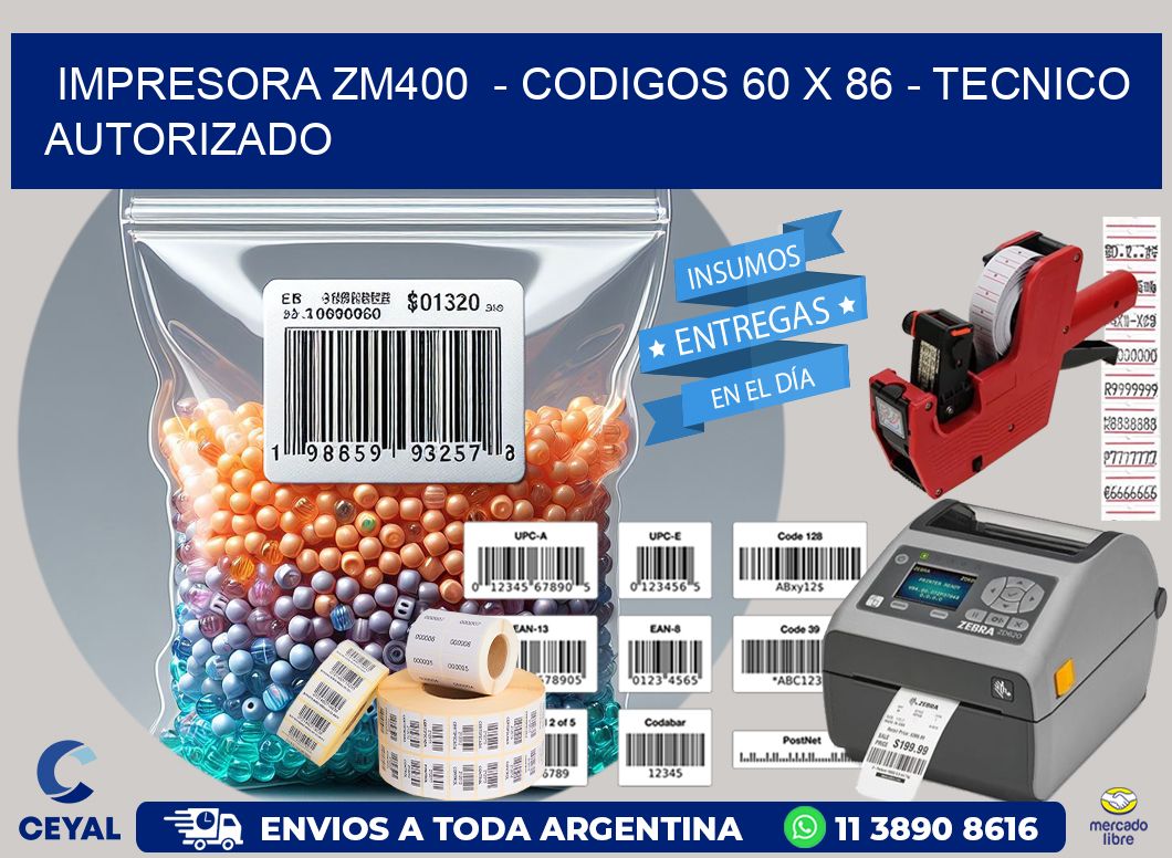 IMPRESORA ZM400  - CODIGOS 60 x 86 - TECNICO AUTORIZADO