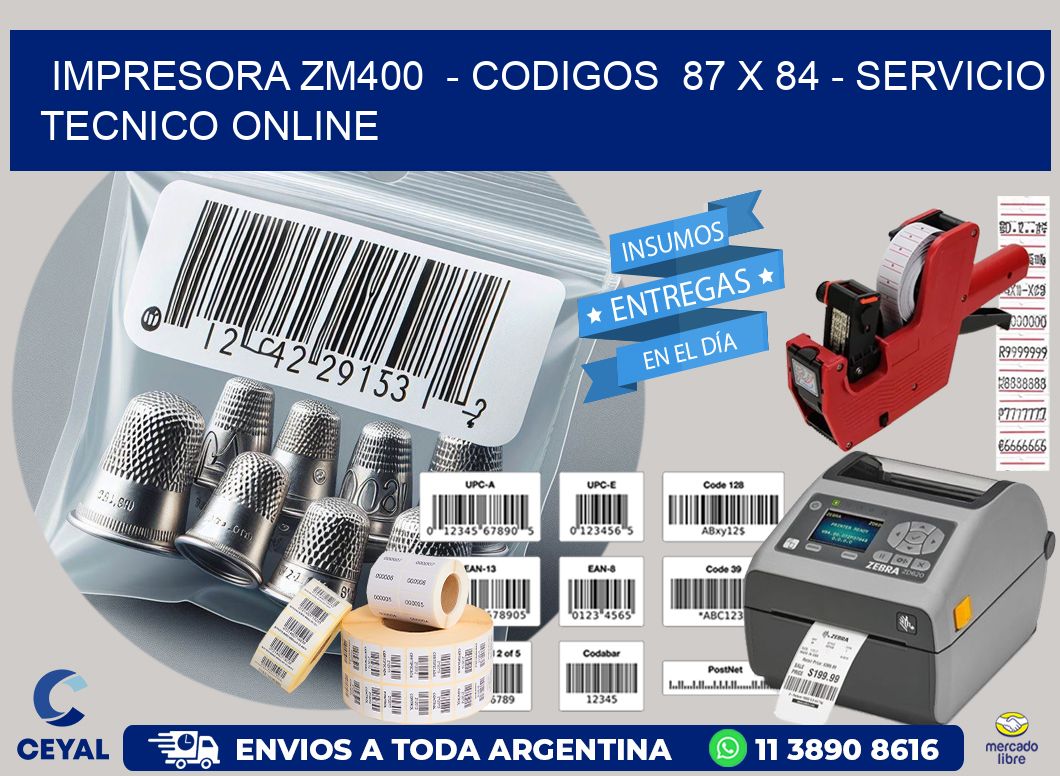 IMPRESORA ZM400 - CODIGOS 87 x 84 - SERVICIO TECNICO ONLINE