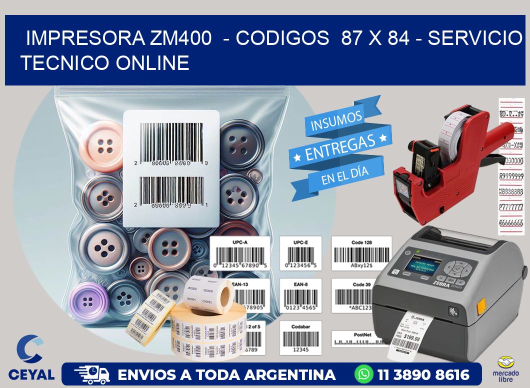 IMPRESORA ZM400  – CODIGOS  87 x 84 – SERVICIO TECNICO ONLINE