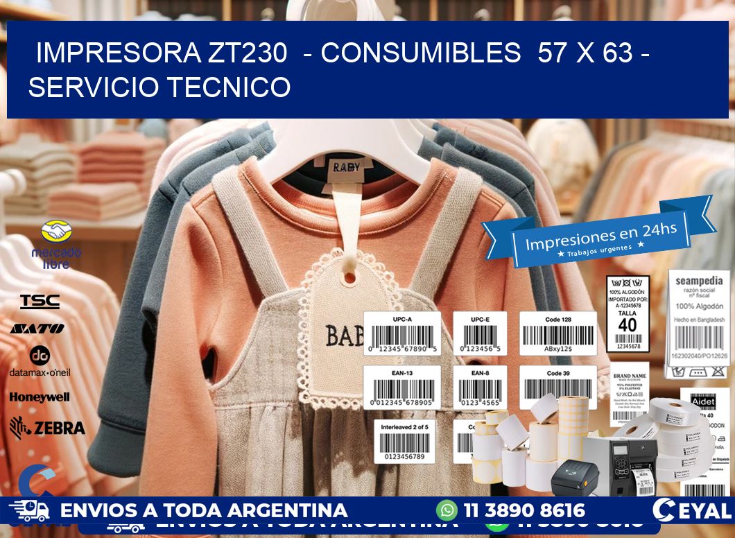 IMPRESORA ZT230  - CONSUMIBLES  57 x 63 - SERVICIO TECNICO