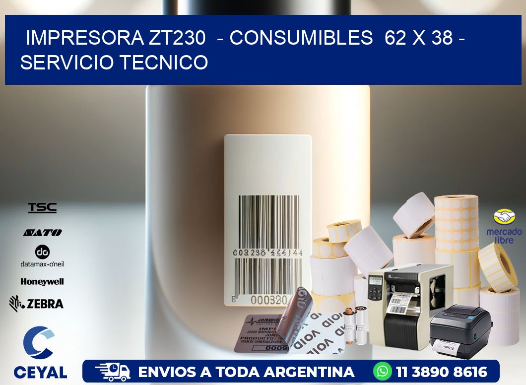 IMPRESORA ZT230  - CONSUMIBLES  62 x 38 - SERVICIO TECNICO