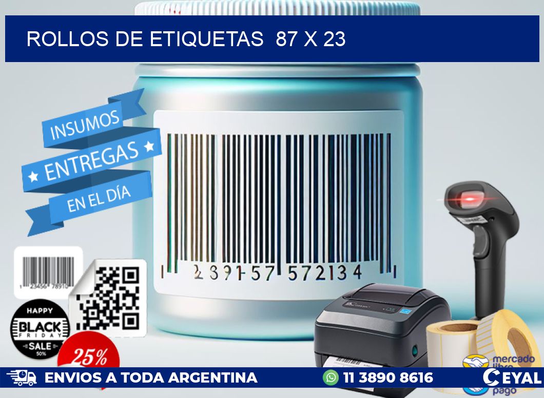 ROLLOS DE ETIQUETAS  87 x 23