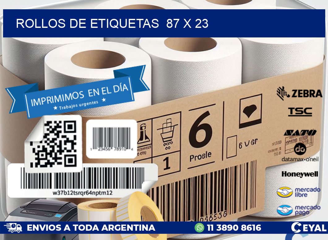 ROLLOS DE ETIQUETAS  87 x 23