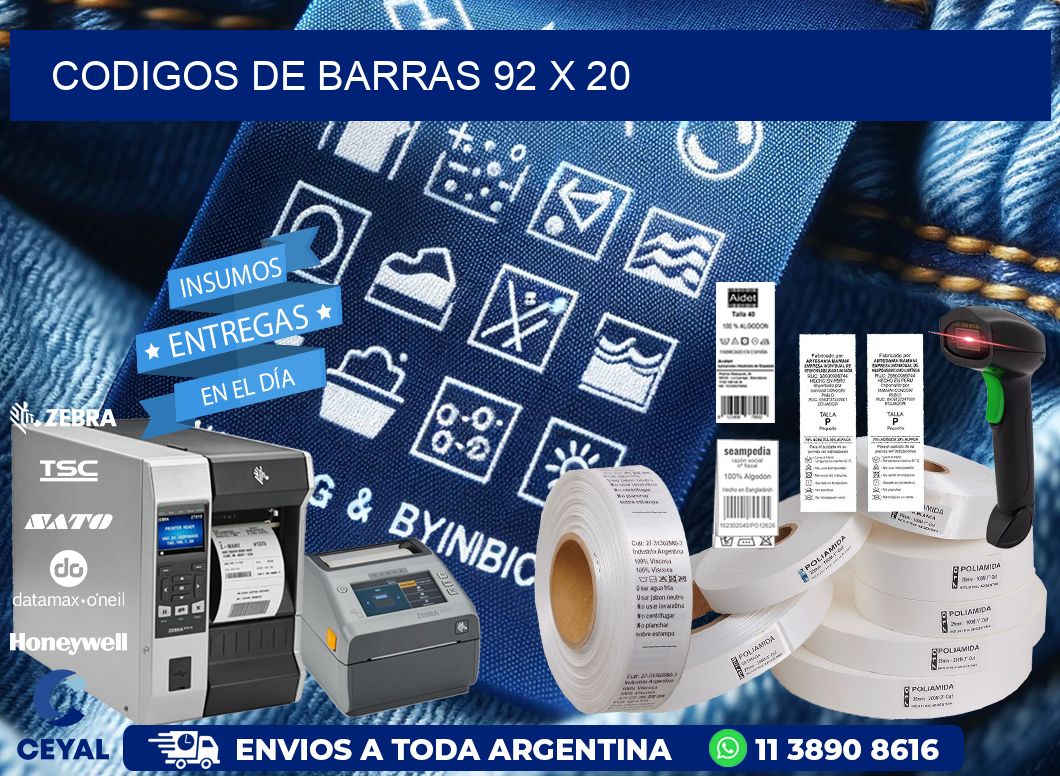 codigos de barras 92 x 20