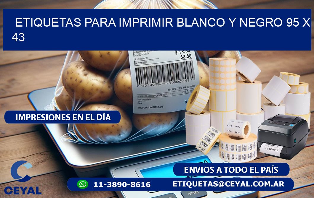 etiquetas para imprimir blanco y negro 95 x 43