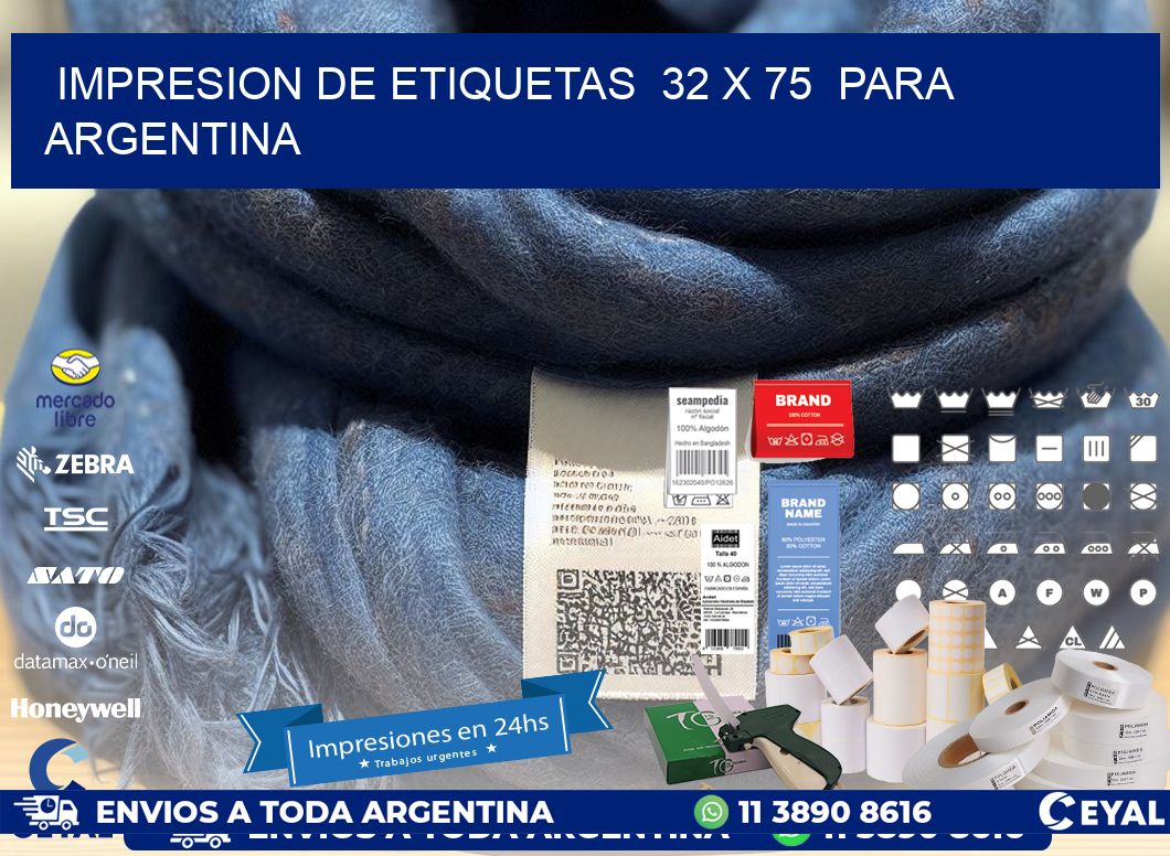 impresion de etiquetas  32 x 75  para argentina