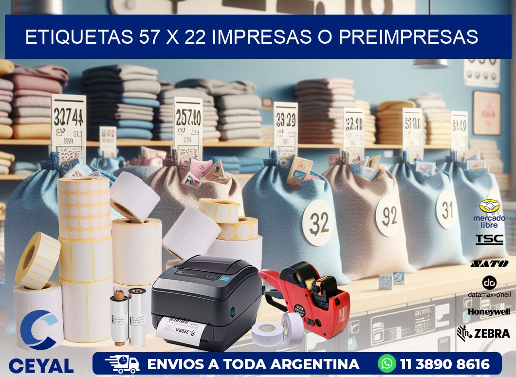 ETIQUETAS 57 x 22 IMPRESAS O PREIMPRESAS