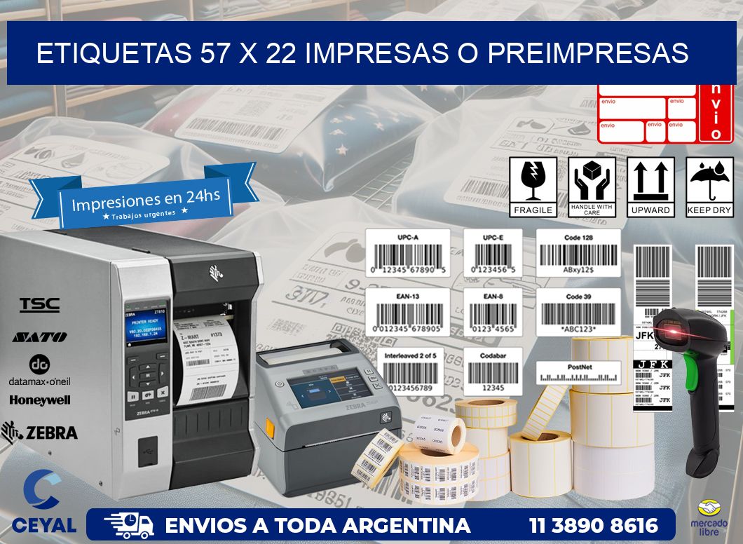 ETIQUETAS 57 x 22 IMPRESAS O PREIMPRESAS