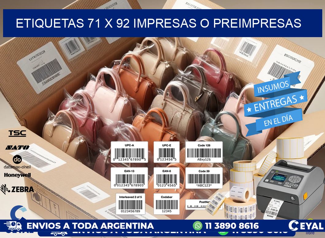 ETIQUETAS 71 x 92 IMPRESAS O PREIMPRESAS