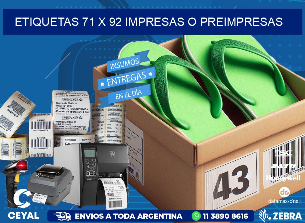 ETIQUETAS 71 x 92 IMPRESAS O PREIMPRESAS
