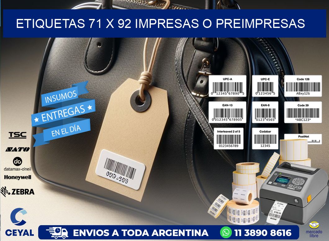 ETIQUETAS 71 x 92 IMPRESAS O PREIMPRESAS