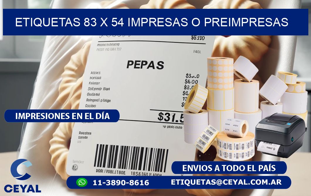 ETIQUETAS 83 x 54 IMPRESAS O PREIMPRESAS