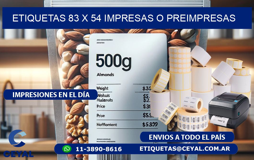 ETIQUETAS 83 x 54 IMPRESAS O PREIMPRESAS