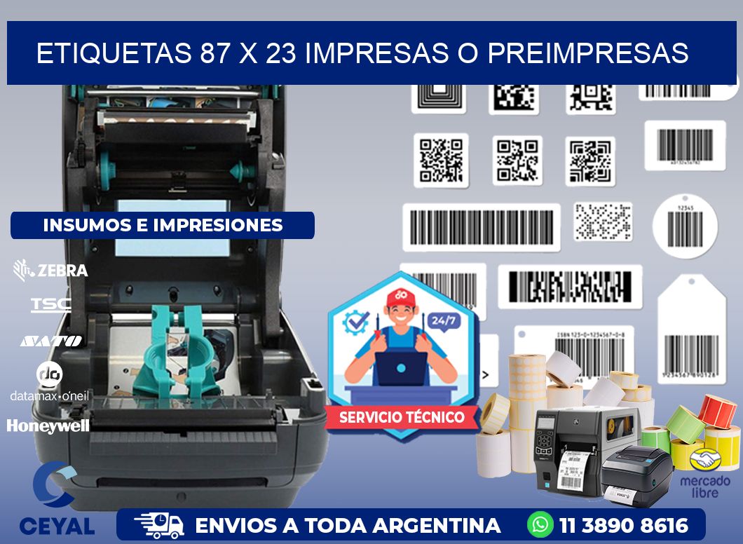 ETIQUETAS 87 x 23 IMPRESAS O PREIMPRESAS