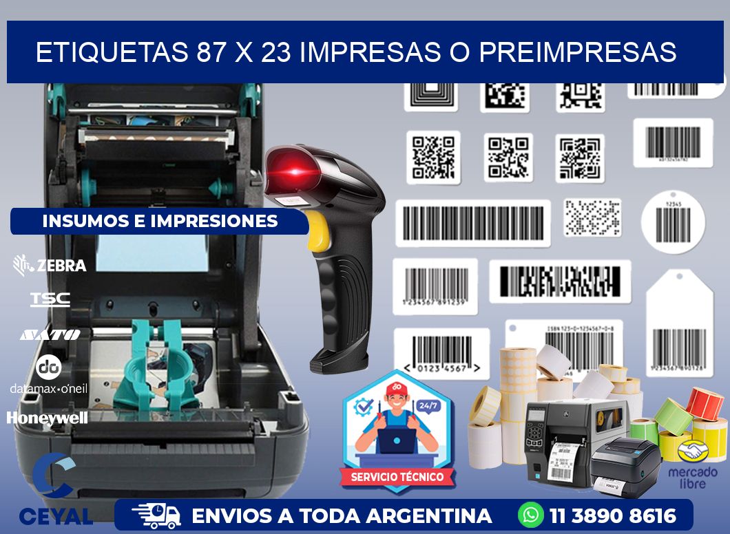 ETIQUETAS 87 x 23 IMPRESAS O PREIMPRESAS