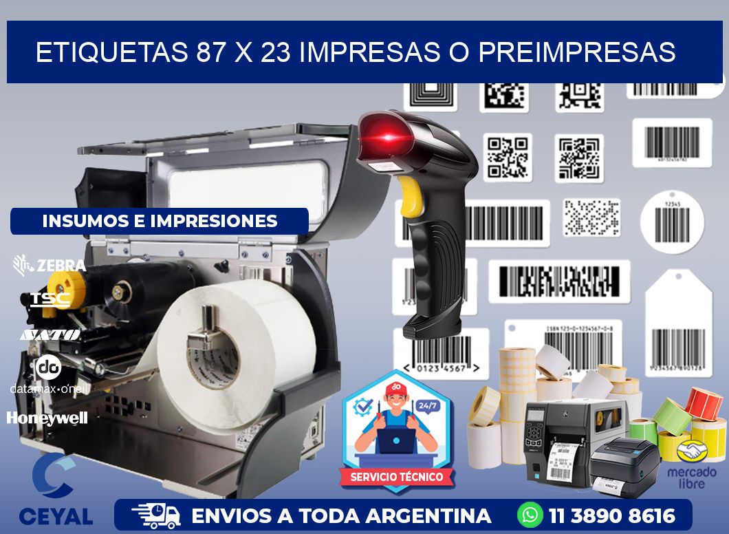 ETIQUETAS 87 x 23 IMPRESAS O PREIMPRESAS