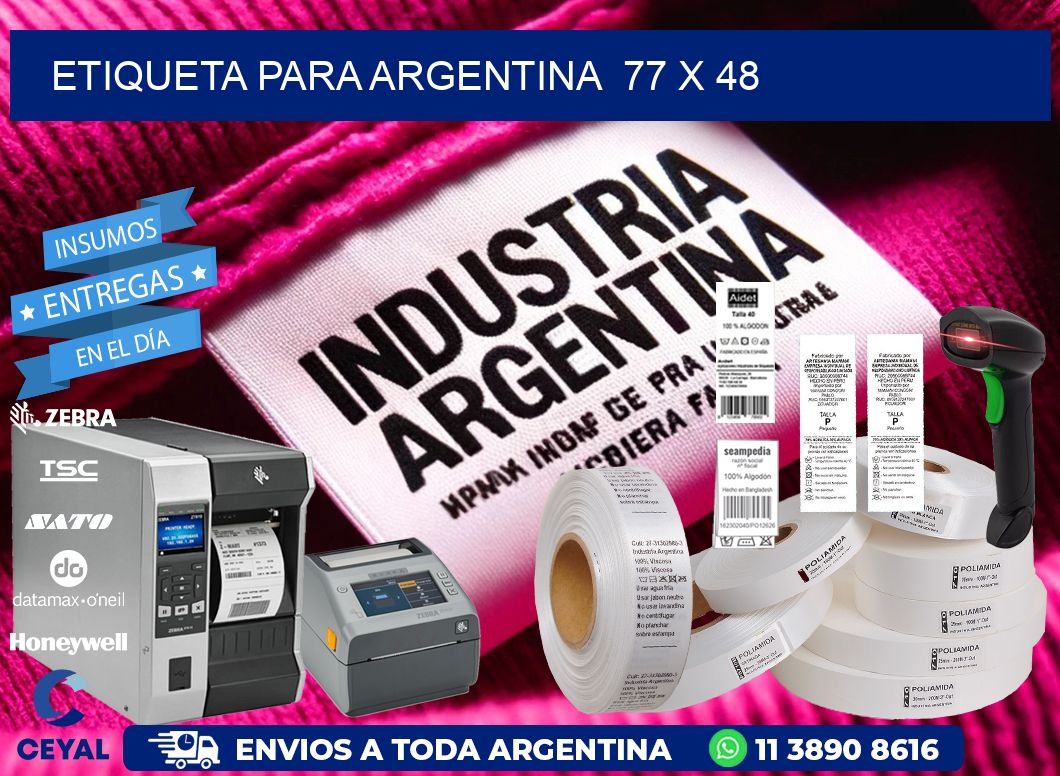 etiqueta para Argentina  77 x 48