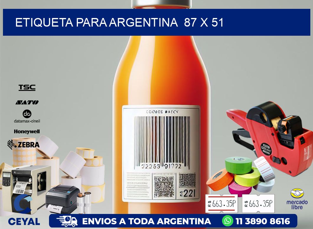 etiqueta para Argentina  87 x 51