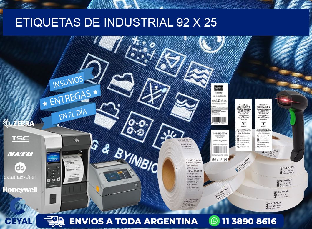 etiquetas de industrial 92 x 25
