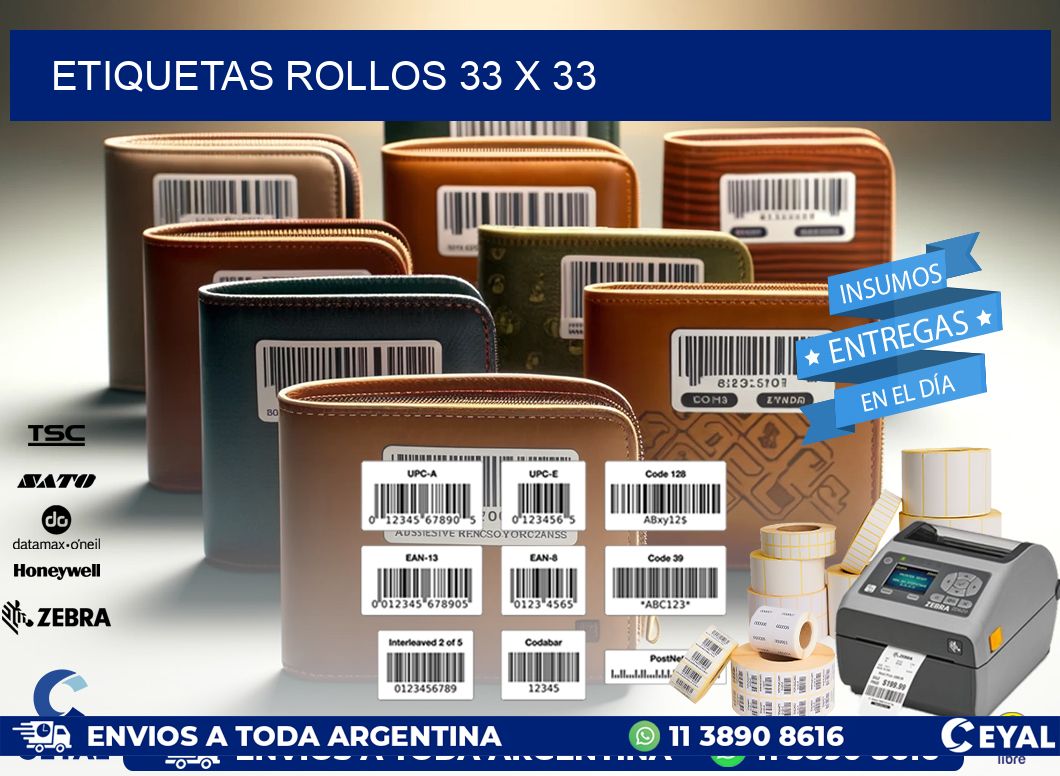 etiquetas rollos 33 x 33