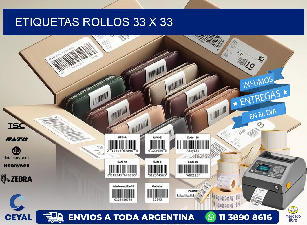 etiquetas rollos 33 x 33