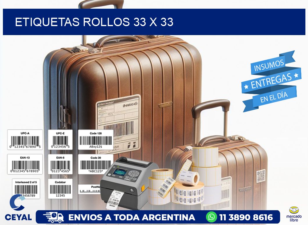 etiquetas rollos 33 x 33