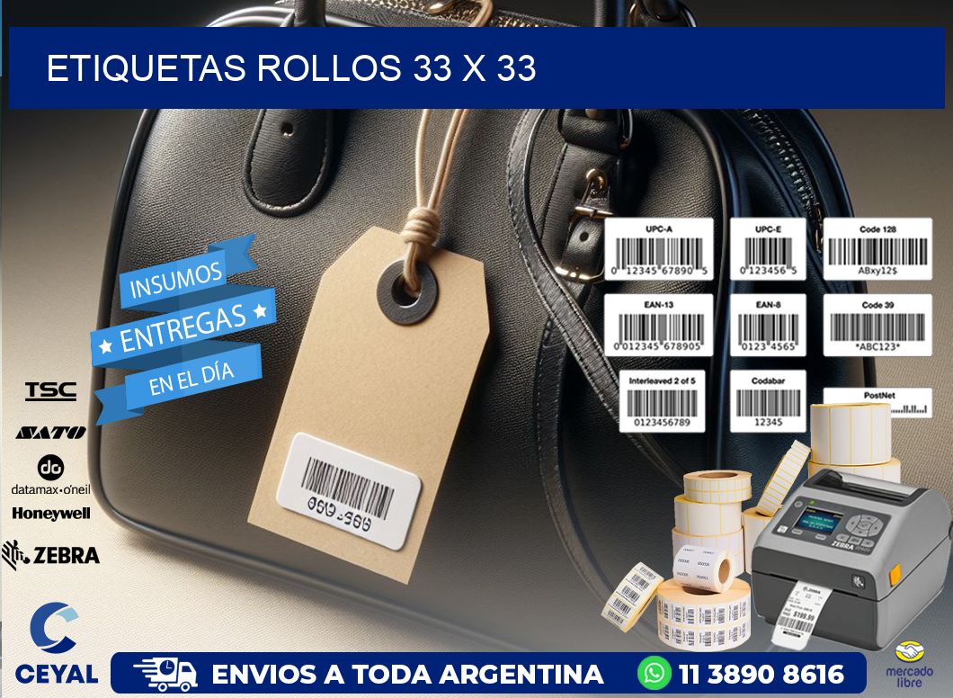 etiquetas rollos 33 x 33