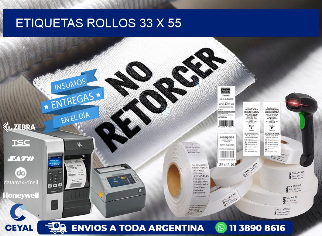 etiquetas rollos 33 x 55