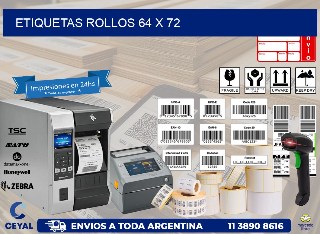 etiquetas rollos 64 x 72