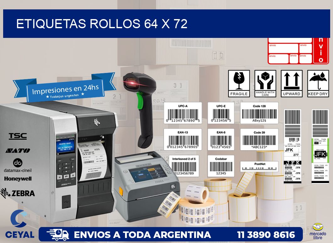 etiquetas rollos 64 x 72