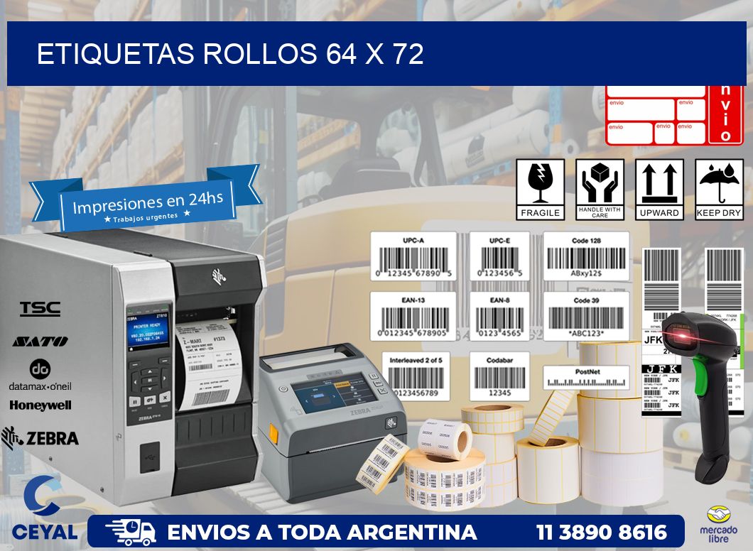 etiquetas rollos 64 x 72