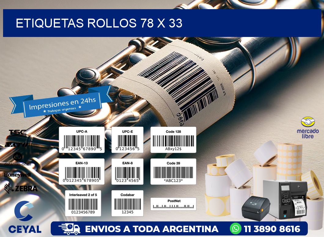 etiquetas rollos 78 x 33