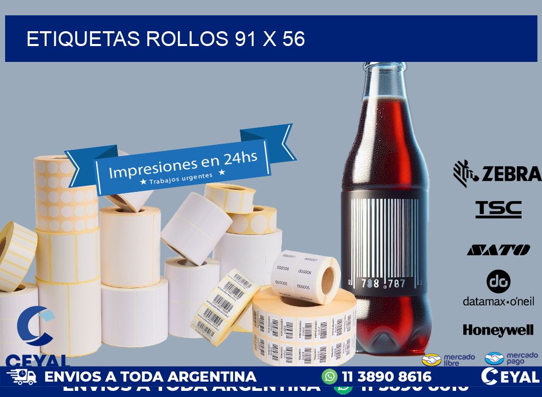 etiquetas rollos 91 x 56