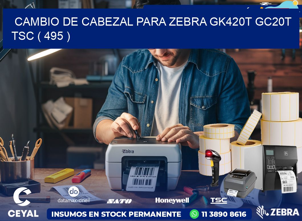 CAMBIO DE CABEZAL PARA ZEBRA GK420T GC20T TSC ( 495 )