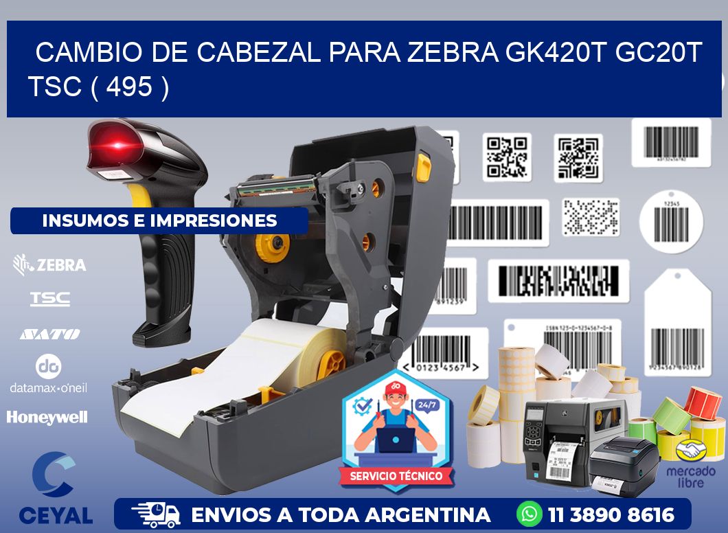 CAMBIO DE CABEZAL PARA ZEBRA GK420T GC20T TSC ( 495 )