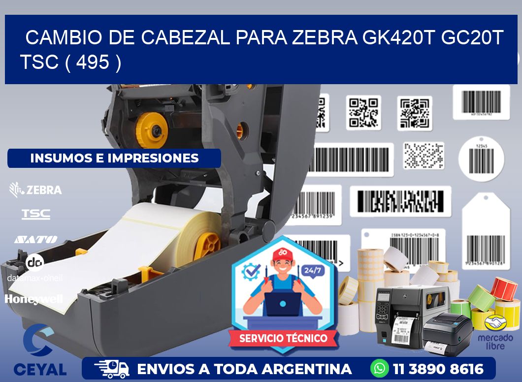 CAMBIO DE CABEZAL PARA ZEBRA GK420T GC20T TSC ( 495 )