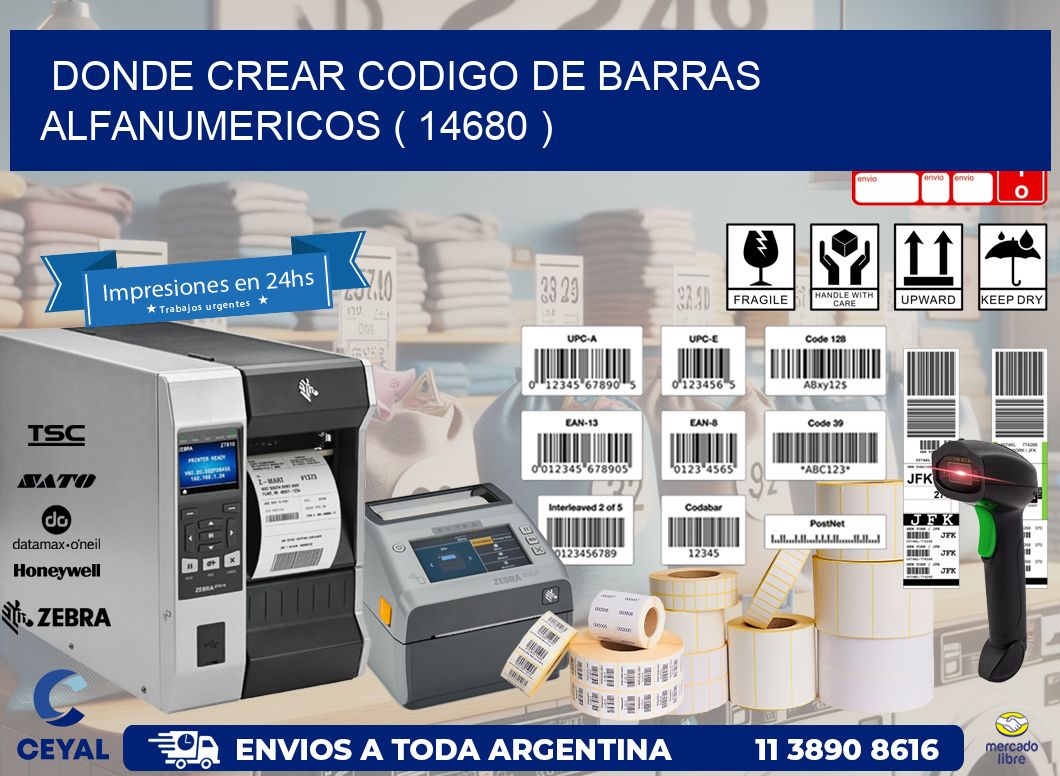 DONDE CREAR CODIGO DE BARRAS ALFANUMERICOS ( 14680 )