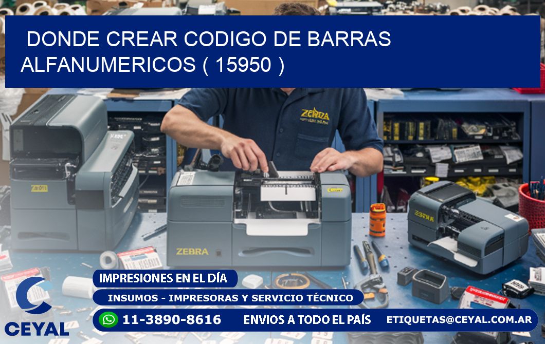 DONDE CREAR CODIGO DE BARRAS ALFANUMERICOS ( 15950 )