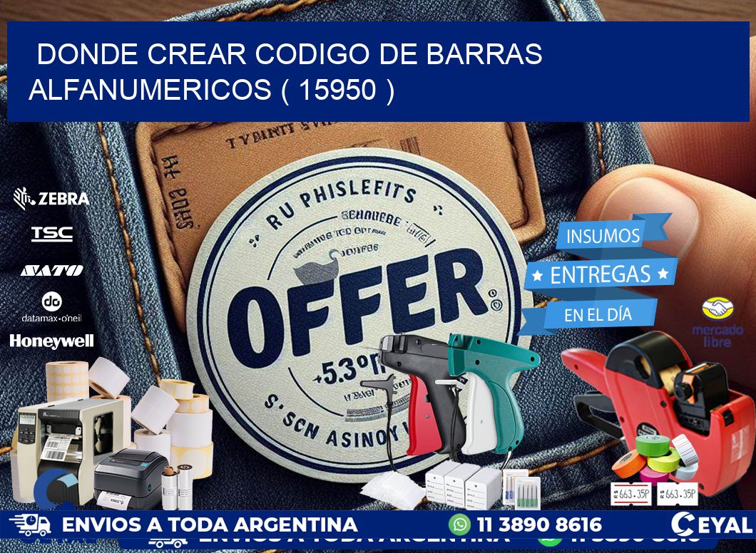 DONDE CREAR CODIGO DE BARRAS ALFANUMERICOS ( 15950 )