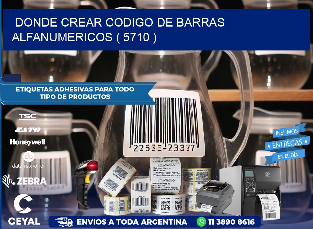 DONDE CREAR CODIGO DE BARRAS ALFANUMERICOS ( 5710 )