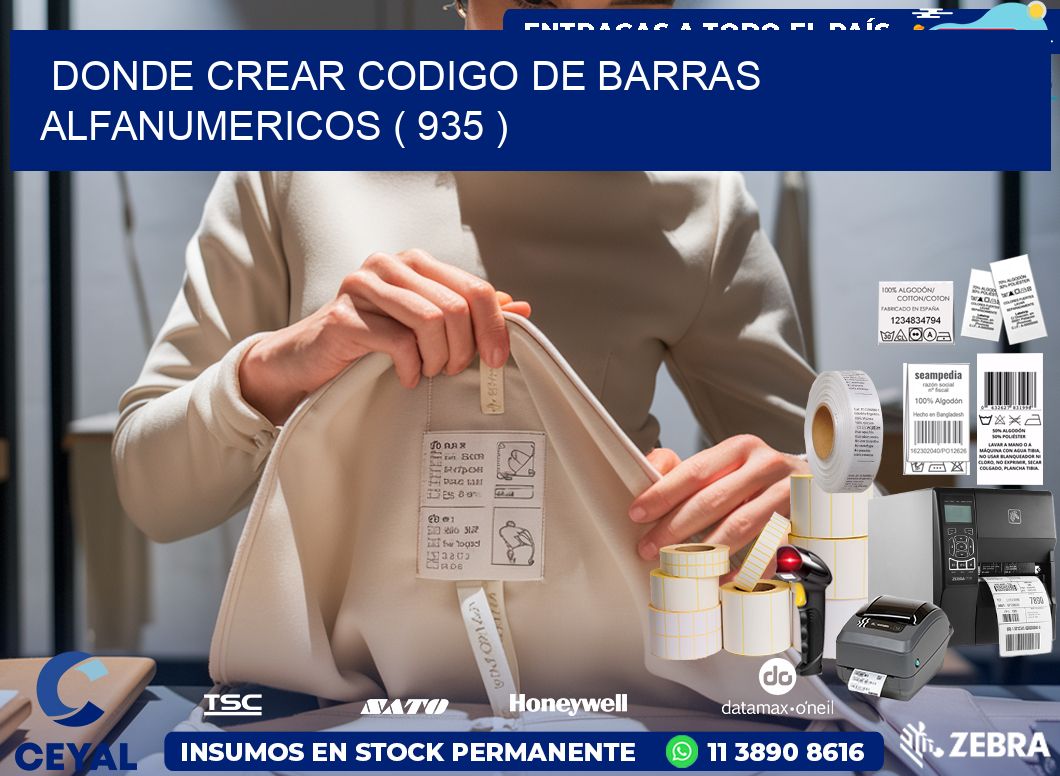 DONDE CREAR CODIGO DE BARRAS ALFANUMERICOS ( 935 )
