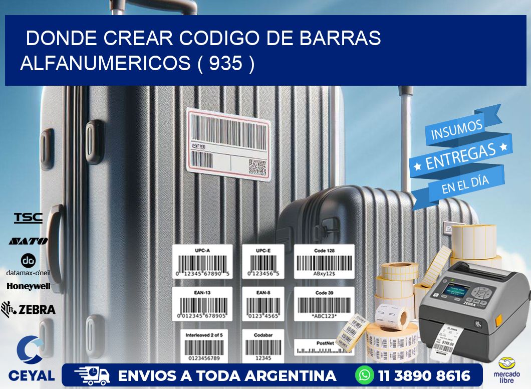 DONDE CREAR CODIGO DE BARRAS ALFANUMERICOS ( 935 )