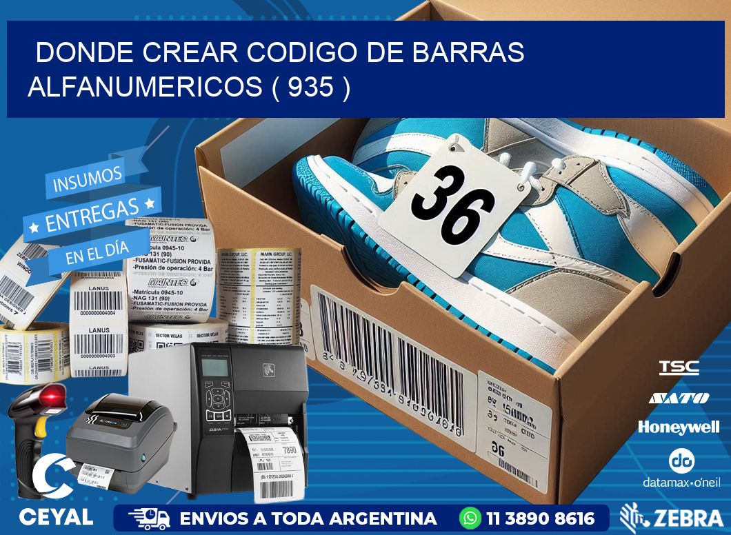 DONDE CREAR CODIGO DE BARRAS ALFANUMERICOS ( 935 )