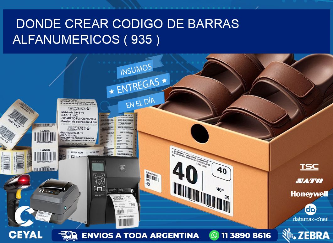 DONDE CREAR CODIGO DE BARRAS ALFANUMERICOS ( 935 )